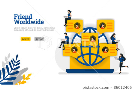Friend worldwide for community, social media, parties and groups vector illustration concept can be use for, landing page, template, ui ux, web, mobile app, poster, banner, website 86012406