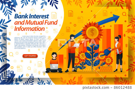 banking to save mutual funds. good bank interest. water the flowers, concept vector ilustration. can use for landing page, template, ui, web, mobile app, poster, banner, flyer, document, website 86012488
