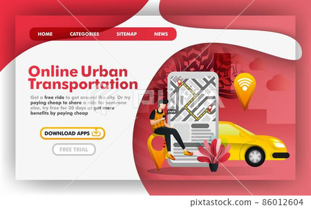 Mobile urban city transportation Flat Vector Illustration Concept, Online delivery taxi service. Easy to use for website, banner, landing page, brochure, flyer, print, mobile app, poster, template, UI Mobile urban city transportation Flat Vector Illustration Concept, Online delivery taxi service. Easy to use for website, banner, landing page, brochure, flyer, print, mobile app, poster, template, UI 86012604