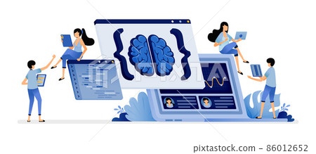 illustration of programming to analyze and research data with artificial intelligence technology. Vector design for landing page, web, website, mobile apps, poster, flyer, ui ux illustration of programming to analyze and research data with artificial intelligence technology. Vector design for landing page, web, website, mobile apps, poster, flyer, ui ux 86012652