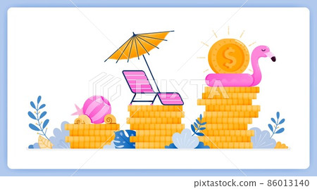 vector illustration of tourism sector investment growth. take profit by traveling. Vector illustration set isolated on white background and can used for landing pages, websites, posters, mobile apps 86013140