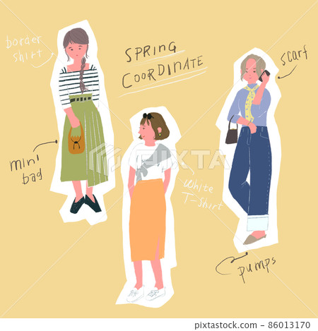 Spring coordination for adult girls - Stock Illustration [86013170] - PIXTA
