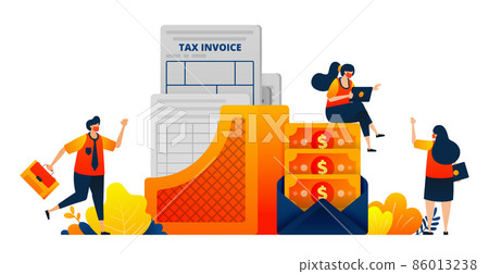 Tax payment documents for companies and individual. Money in an envelope. Vector illustration concept can be use for landing page, template, ui ux, web, mobile app, poster, banner, website, flyer Tax payment documents for companies and individual. Money in an envelope. Vector illustration concept can be use for landing page, template, ui ux, web, mobile app, poster, banner, website, flyer 86013238