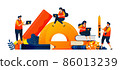 Students sit at stationery while studying. Learning equipment in class. Vector illustration concept can be use for landing page, template, ui ux, web, mobile app, poster, banner, website, flyer 86013239
