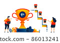 People get trophy medals for first, second, third place. Celebrating victory. Vector illustration concept can be use for landing page, template, ui ux, web, mobile app, poster, banner, website, flyer 86013241