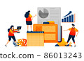 Workers search company data in the work folder and analyze performance growth. Vector illustration concept can be use for landing page, template, ui ux, web, mobile app, poster, banner, website, flyer 86013243