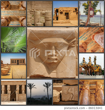 Beautiful interior of the Temple of Dendera or the Temple of Hathor 86013841