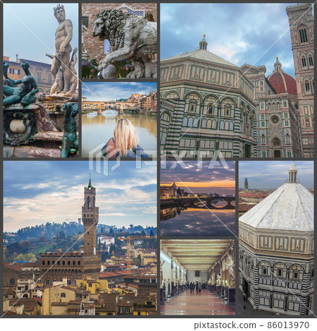 Collage of photos of the sights of Florence. Italy. 86013970