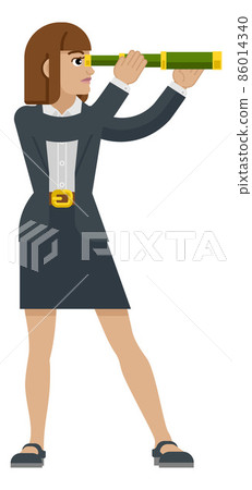 Telescope Spyglass Woman Business Concept Telescope Spyglass Woman Business Concept 86014340