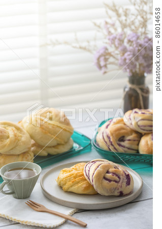 fresh baked purple sweet potato and coconut bread fresh baked purple sweet potato and coconut bread 86014658