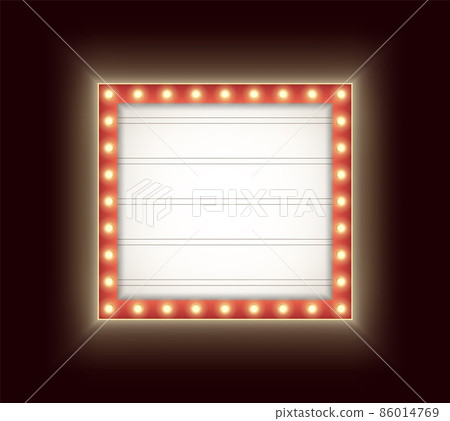 Retro lightbox with light bulbs isolated on a dark background. Vintage theater signboard mockup. Retro lightbox with light bulbs isolated on a dark background. Vintage theater signboard mockup. 86014769