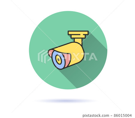 Surveillance camera icon with long shadow for graphic and web design. Surveillance camera icon with long shadow for graphic and web design. 86015004