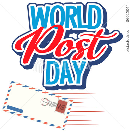 World Post Day word logo with envelope on white background World Post Day word logo with envelope on white background 86015044