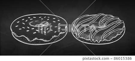 Vector chalk illustration set of Donuts 86015386