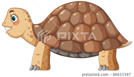 Side view of tortoise with brown shell in cartoon style Side view of tortoise with brown shell in cartoon style 86015387