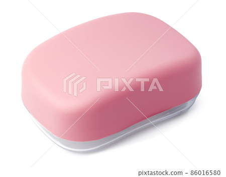 Soap bar on soap dish isolated on white 86016580