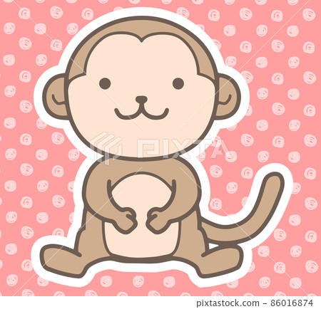 手繪猴子插畫_白色邊框 86016874