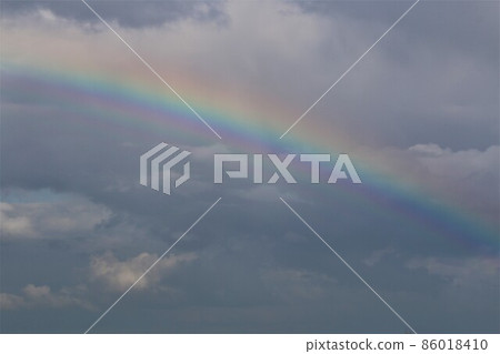 Rainbow above the north sea against a blue sky with clouds Rainbow above the north sea against a blue sky with clouds 86018410