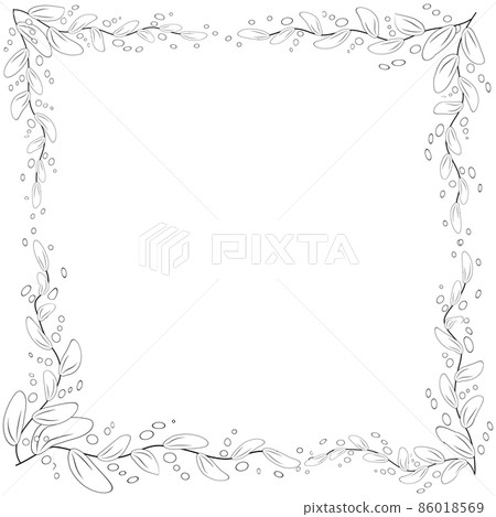 Floral frame. coloring book for adult and older children or like greeting card for birthday, Valentines day or wedding invitation. Floral frame. coloring book for adult and older children or like greeting card for birthday, Valentines day or wedding invitation. 86018569