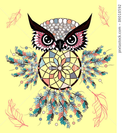 dream catcher with owl. boho style. totem animal dream catcher with owl. boho style. totem animal 86018592