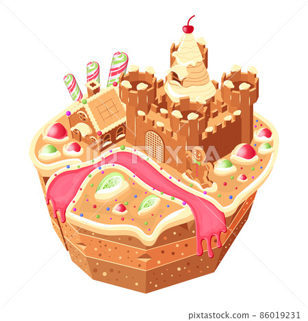 Isometric Candy Cupcake Composition 86019231