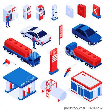 Isometric Gas Station Set 86019232
