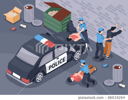 Gang Detention Isometric Illustration Gang Detention Isometric Illustration 86019264