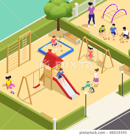 Kindergarten Colored Isometric Composition 86019345