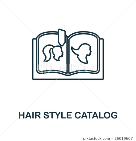 Hair Style Catalog icon. Line element from hairdresser collection. Linear Hair Style Catalog icon sign for web design, infographics and more. 86019607
