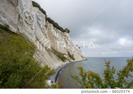 Beautiful chalk cliffs at Mons Klint in Denmark Beautiful chalk cliffs at Mons Klint in Denmark 86020374