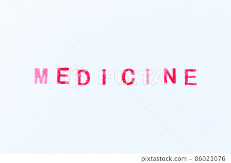 Red color ink rubber stamp in word medicine on white paper background Red color ink rubber stamp in word medicine on white paper background 86021076
