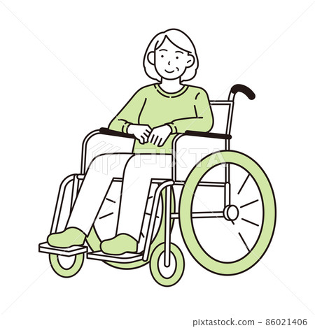 Senior women riding a wheelchair 86021406
