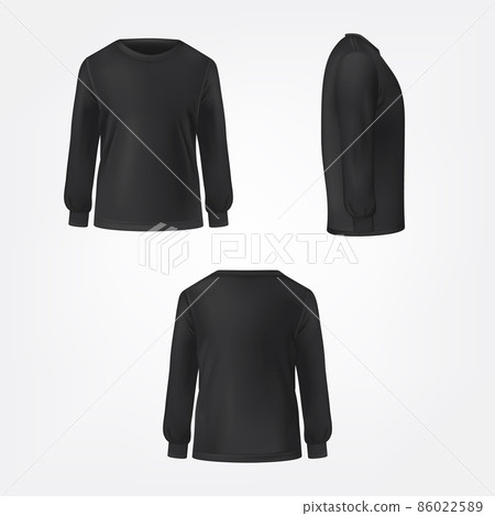 Black jumper three sides view realistic vector Black jumper three sides view realistic vector 86022589