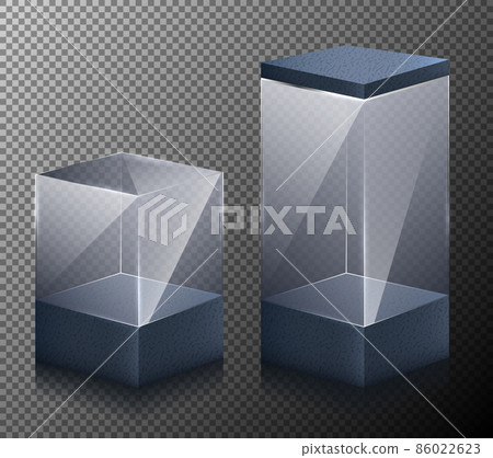 Set of vector illustrations of small and large cubes isolated on a gray background. 86022623