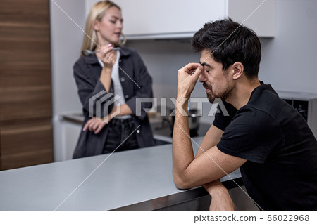 Relationship Problem. Portrait of american couple arguing, angry displeased woman Relationship Problem. Portrait of american couple arguing, angry displeased woman 86022968
