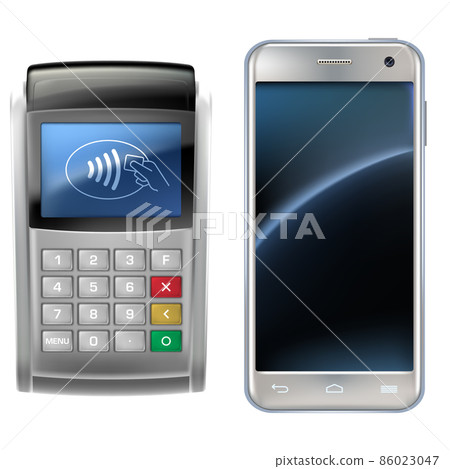 Vector illustration in a realistic style the concept of mobile payments using the application on your smartphone. Vector illustration in a realistic style the concept of mobile payments using the application on your smartphone. 86023047