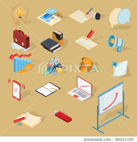 Set of vector isometric business icons. - Stock Illustration [86023195 ...