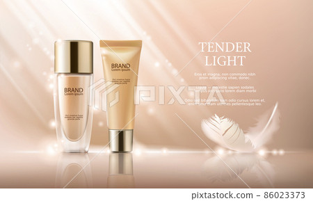 Colorstay make-up in elegant packaging on a background of drop of foundation 86023373