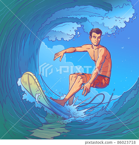 Vector illustration of a surfer 86023718