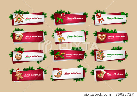 Set of vector New Year banners Set of vector New Year banners 86023727