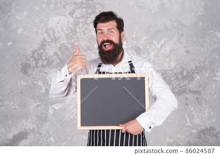 cook show empty board. thumb up for success. best chef  86024587