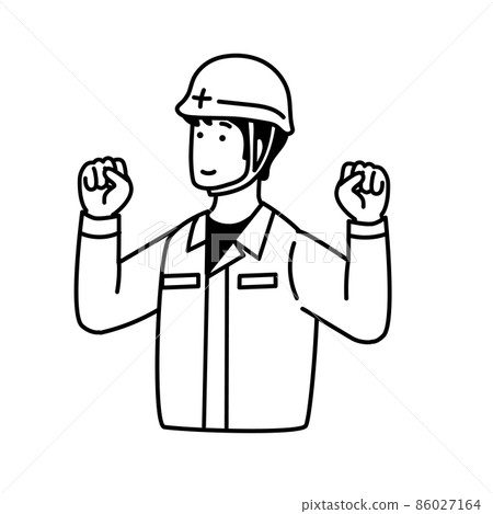 一個穿著工作服的男人的簡單插圖 動機姿勢 一個穿著工作服的男人的簡單插圖 動機姿勢 86027164