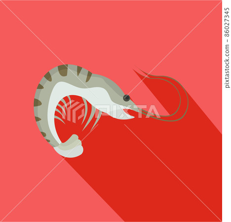 Tiger shrimp icon, flat style Tiger shrimp icon, flat style 86027345