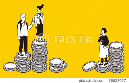Simple illustrations of stacking coins and people Simple illustrations of stacking coins and people 86028057