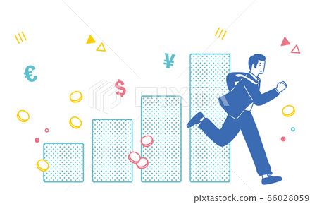 一個簡單的商人在圖表上運行的插圖 86028059