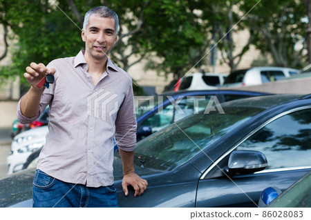Portrait of man who is standing near his car Portrait of man who is standing near his car 86028083