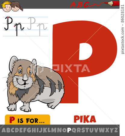 letter P from alphabet with cartoon pika animal character letter P from alphabet with cartoon pika animal character 86028181