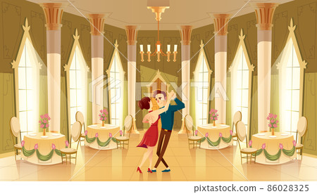 Vector ballroom, hall with dancers in palace 86028325