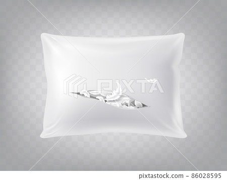 Vector 3d realistic torn pillow. Template, mockup 86028595