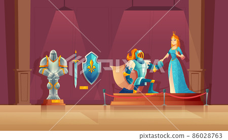 Vector museum concept, medieval exhibition, historical excursion 86028763